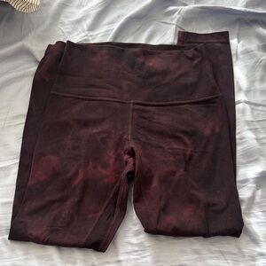 Lululemon Dark Red Tie-Dye Leggings